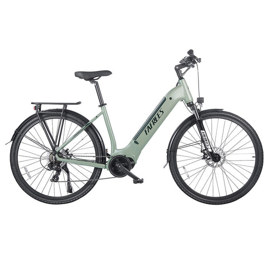 Fafrees FM9 City Electric Bike KENDA 700C*45C Tire 250W Bafang Mid-Drive Motor 25Km/h Max Speed 36V 15Ah Battery 100KM Range SHIMANO 7-Speed TEKTRO Mechanical Disc Brakes - Green