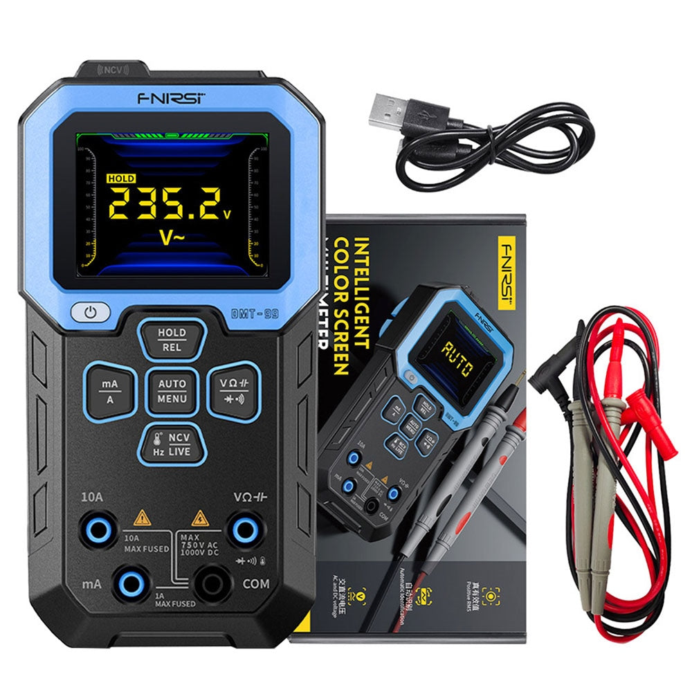 FNIRSI DMT-99 Handheld Digital Multimeter, 10000 Counts, 1000V 10A True RMS, Auto Range, AC DC Voltage Tester, NCV Measures, 1500mAh Rechargeable Battery