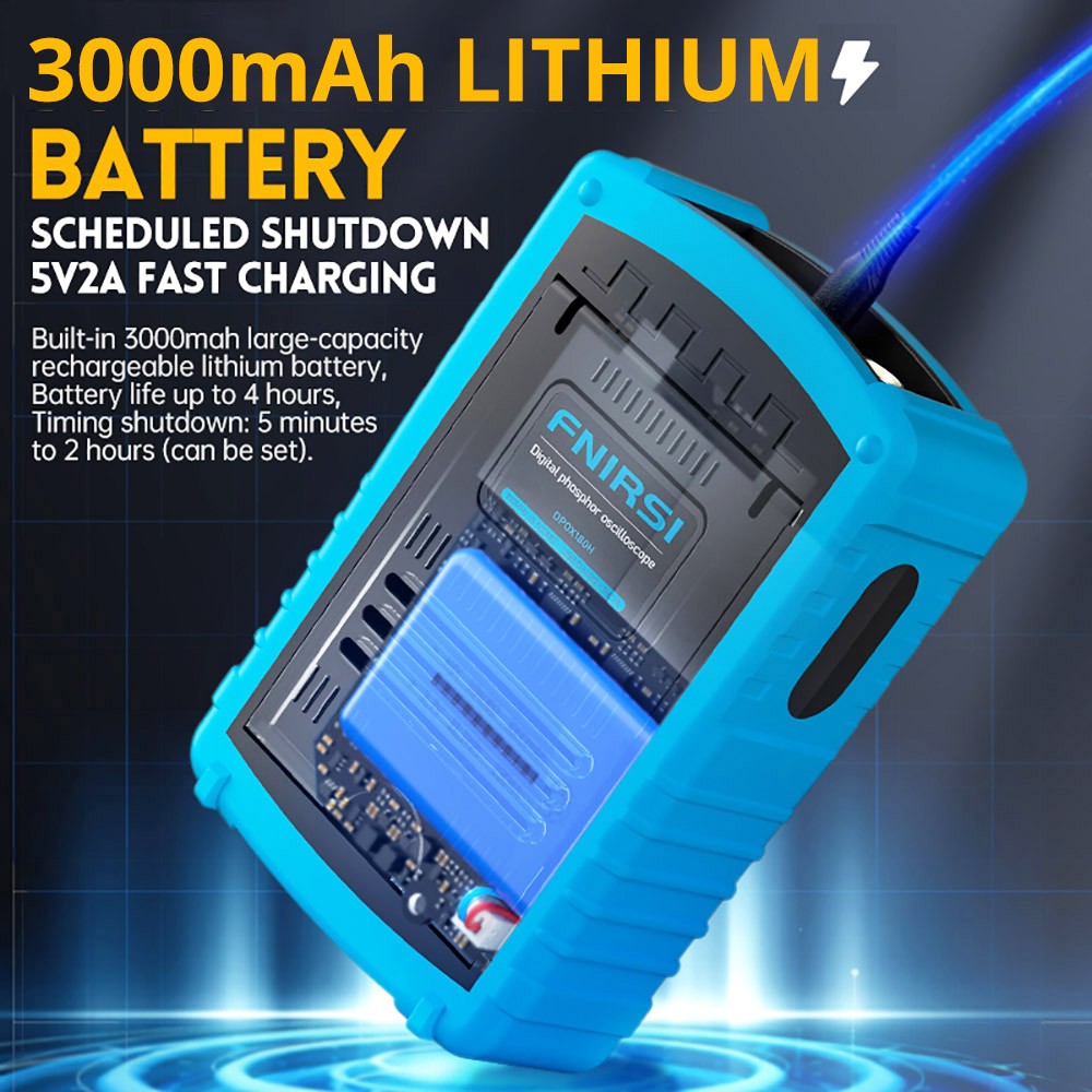 FNIRSI DPOX180H 2 in 1 Handheld Phosphor Digital Oscilloscope, DDS Signal Generator, 2 Channels, 180MHz Bandwidth, 500MSPS Sampling Rate - US Plug