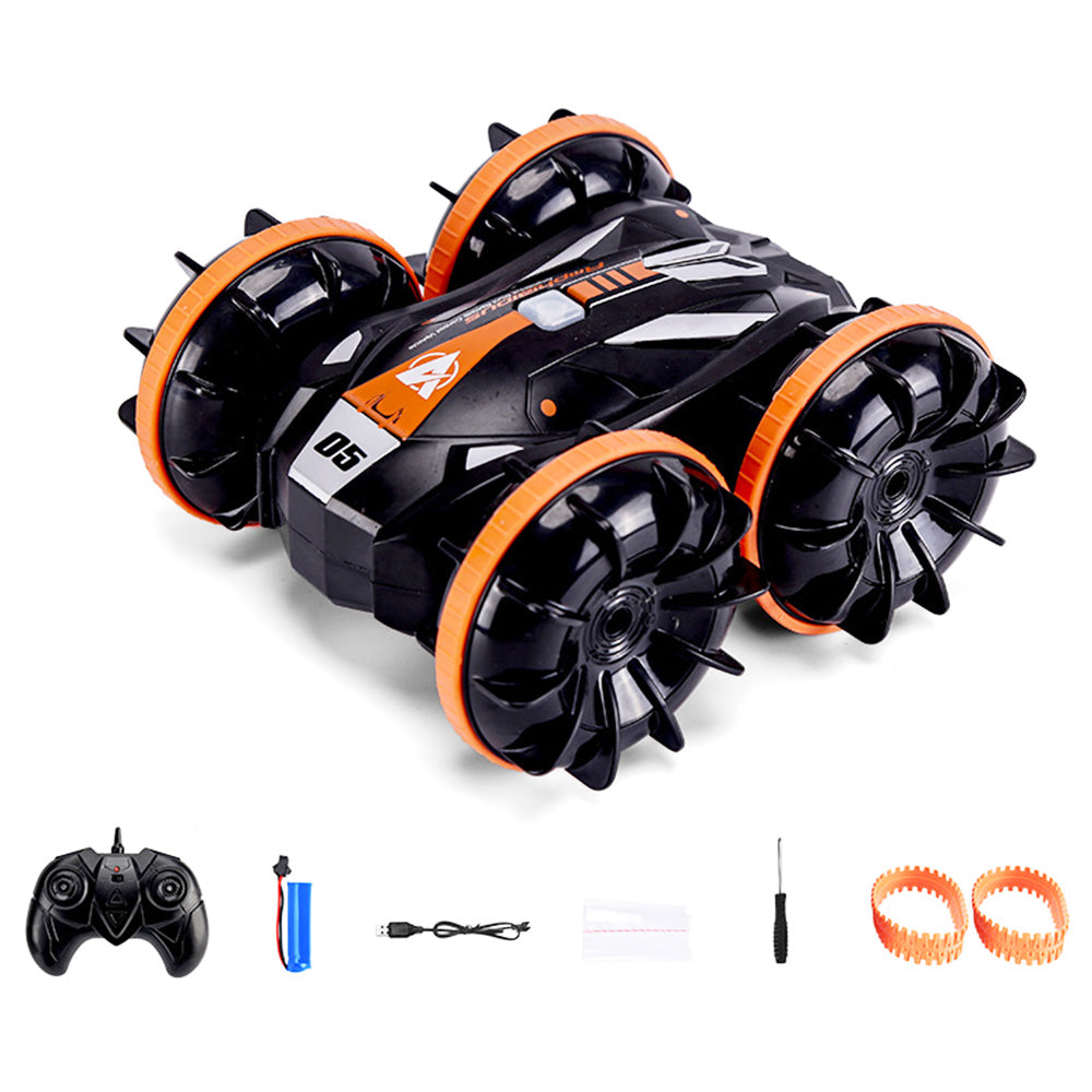 JJRC Q113 1:24 RC Stunt Car 4WD 360 Rotate 2-in-1 Waterproof Water&Land Drift Amphibious Vehicle Models Toy - Orange