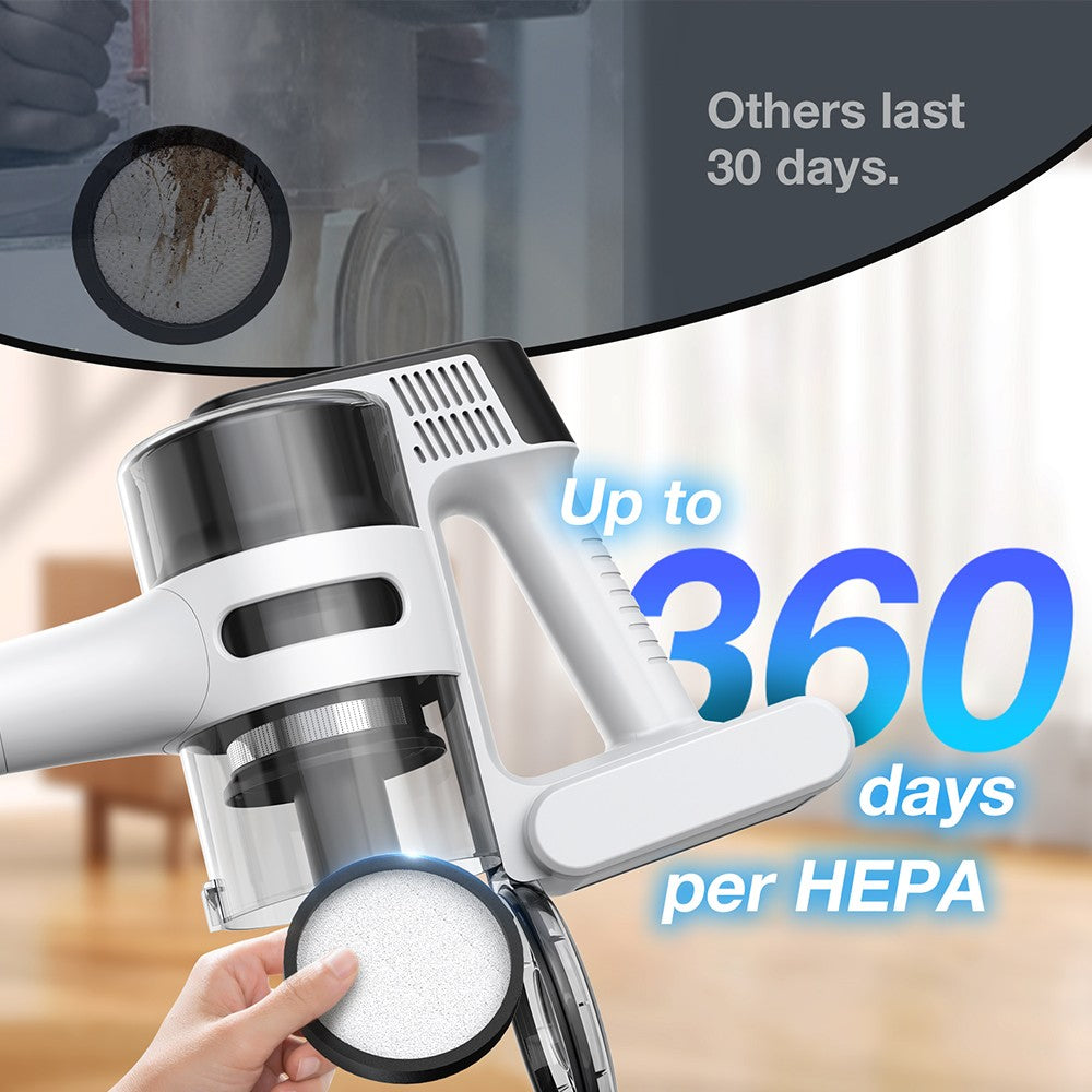 MOOSOO S5 Mate Cordless Stick Vacuum Cleaner, 20kPa Powerful Suction, 55min Runtime, 1L Dustbin, Green LED Technology, Rechargeable for Effortless Home Cleaning Hardwood, Carpets & Pet Hair