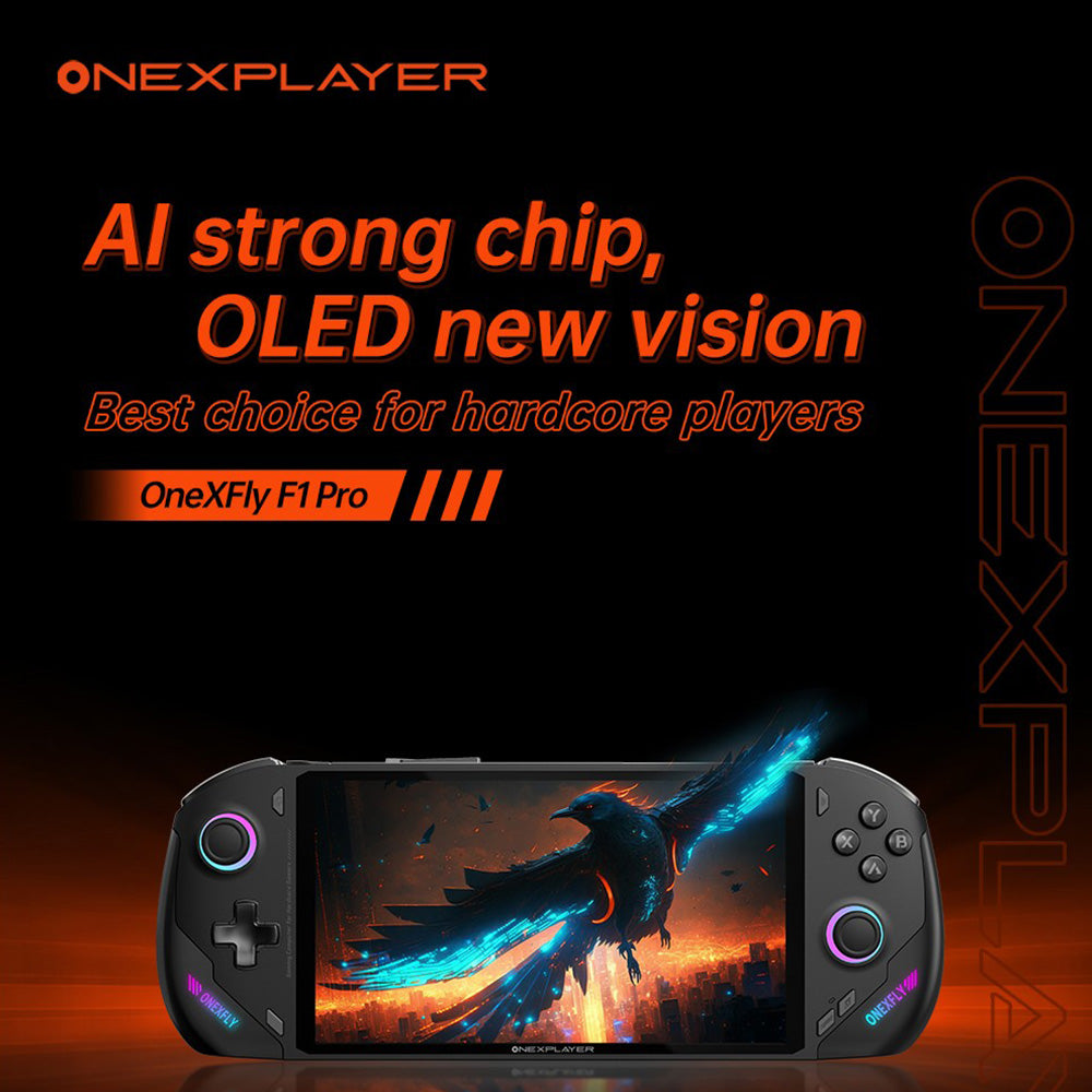 ONE Netbook OneXFly F1 Pro Handheld Game Console, 7'' 1920*1080 OLED Screen, AMD Ryzen AI 9 HX 370 CPU 12 Core Max 5.1GHz, 144Hz Refresh Rate, 32GB LPDDR5x RAM 2TB SSD, Harman Sound System, 2*USB-C 4.0, 1*USB-A 3.0, 1*TF Card Slot, 1*Audio - EU Plug