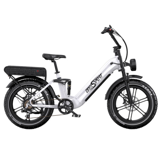 ONESPORT OT08 Pro Electric Bike, 500W Motor, 2*48V 18Ah Battery, 20*4.0 inch Tires, 25km/h Max Speed, 190km Max Range, Front & Rear Oil Disc Brakes, Suspension Fork, Shimano 7-speed - White