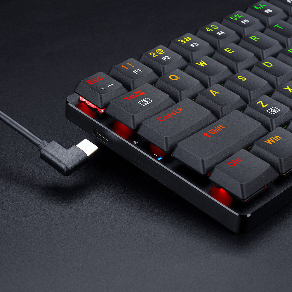 Redragon K626P-KB Ashe 78 Keys Wired RGB Compact Mechanical Keyboard Ultra-Thin with Numpad Blue Switch - Black