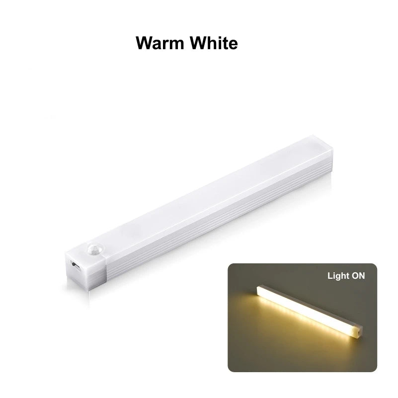 Luz nocturna LED recargable con sensor de movimiento para debajo del gabinete, lámpara inalámbrica para cocina, armario, mesita de noche, barra de luz de inducción