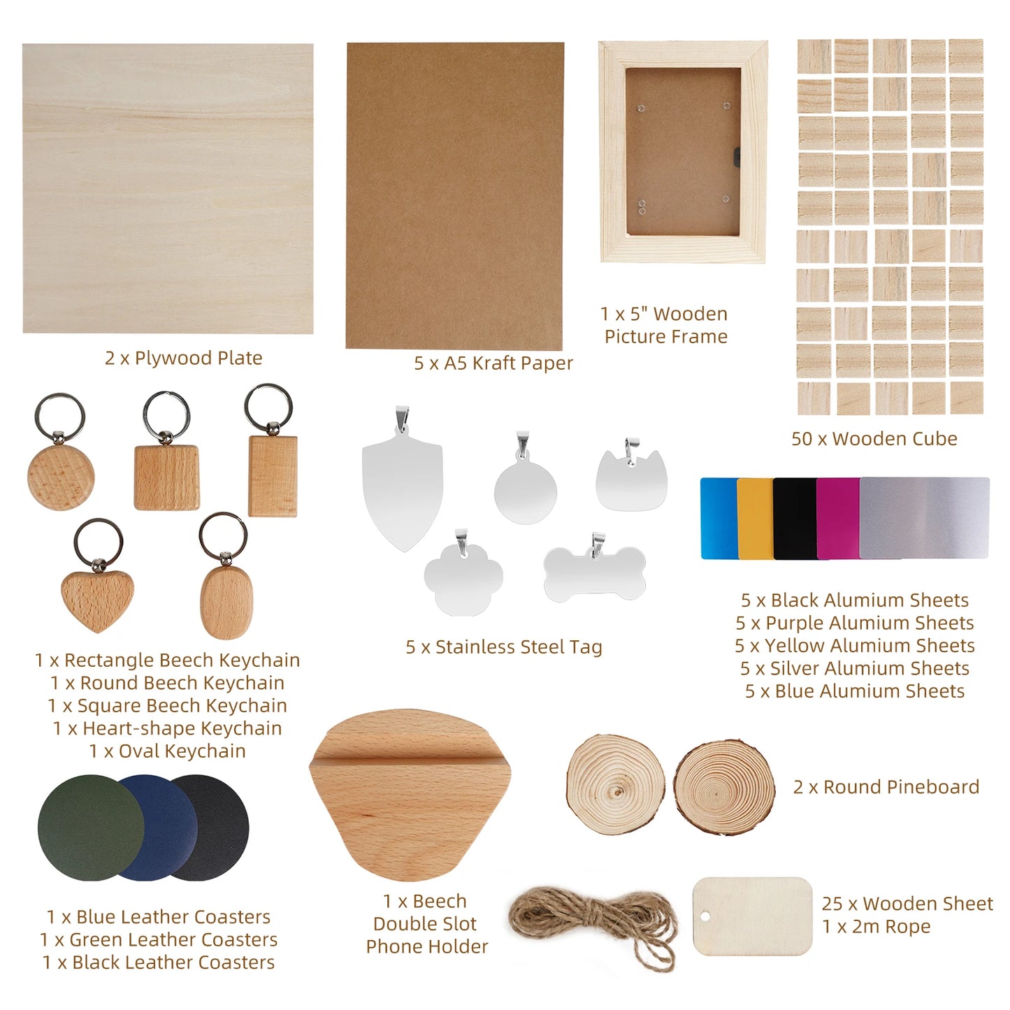 125-teiliges Lasermaterial für alle Laser-CNC-Graviergeräte