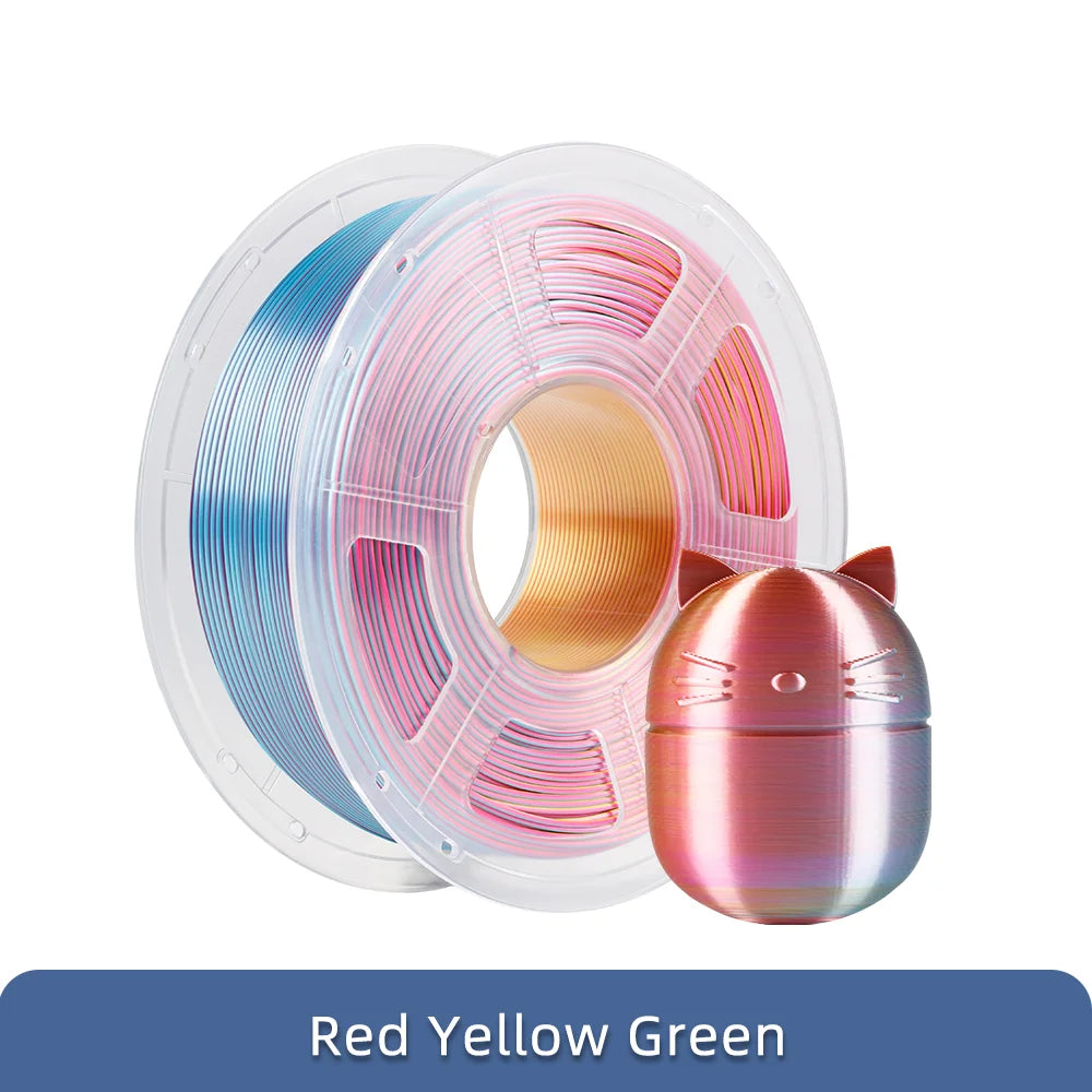 ANYCUBIC Silk PLA Dual-Color Tri-Colo 1.75mm PLA Filament 1KG For FDM 3D Printer Shine Bright Multicolor 3D Printing Material