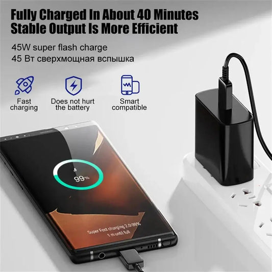PD 45W USB C Ladegerät Super Schnellladeadapter für Samsung Galaxy S22 S23 S24 Ultra Note 20 Handyladegerät Typ C Kabel