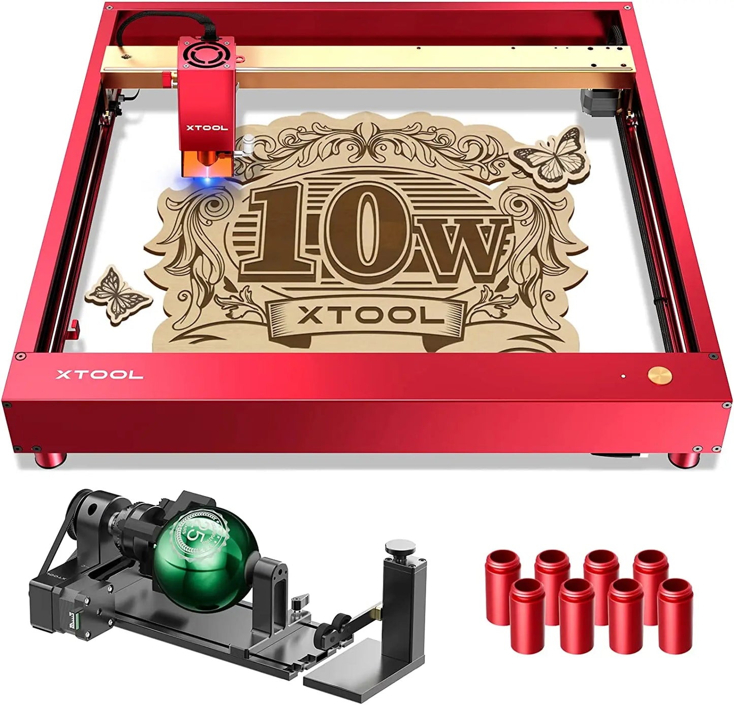 xTool D1 Pro 10W Lasergravierer Lasergravur-Schneidemaschine Werkzeuge mit RA2 Pro 4-in-1 Rotations-DIY-Cutter Tragbarer Cortadora