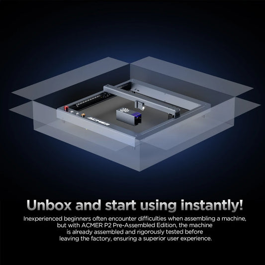 Máquina de corte láser ACMER P2 de 33 W con asistencia de aire, control por aplicación WIFI, para grabado de metal y madera.