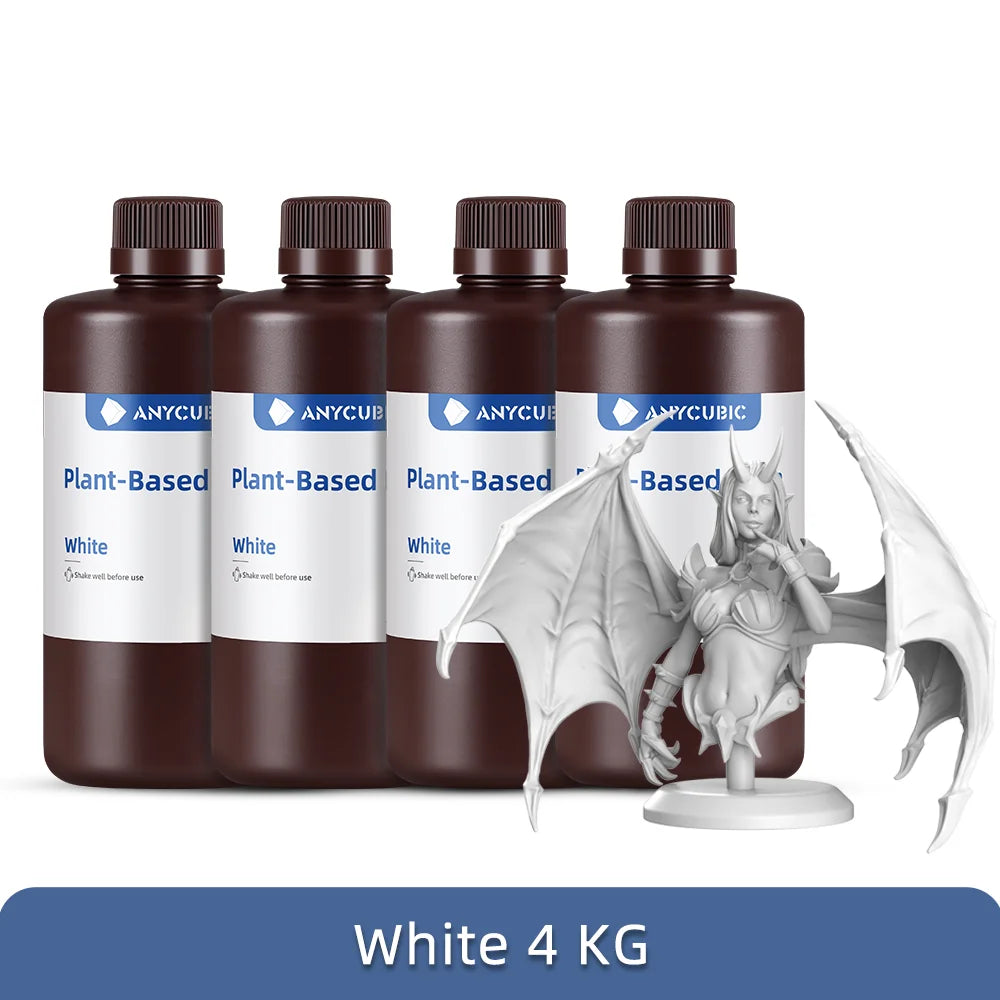 Lote de 4 resinas UV ANYCUBIC ECO para impresora LCD 3D, líquido de bajo olor, 1 kg/botella, resina UV de origen vegetal.