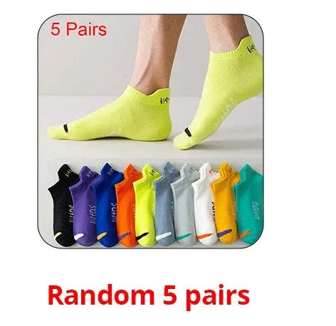 5 pares de calcetines invisibles de colores brillantes para hombre, transpirables, de moda urbana, deportivos, desodorantes, invisibles, para viajes y correr.