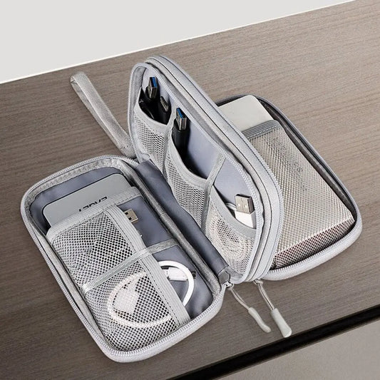 Bolsa de almacenamiento portátil de cables de viaje de doble capa, bolsa organizadora de viaje, bolsa organizadora de cables, estuche de transporte