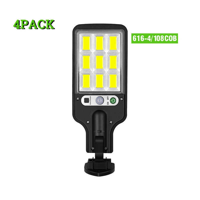 4/6/8 lámparas solares de seguridad para exteriores con sensor COB de 108 W, 3 modos de luz, impermeables, para jardín, patio, camino, luz con control remoto