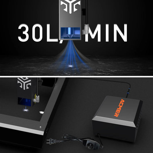 ACMER C4 Laser Air Assist Pump with 30L/min Airflow for Most Laser Cutter Machine Removing Smoke Dust Low Noise Air Assist Set