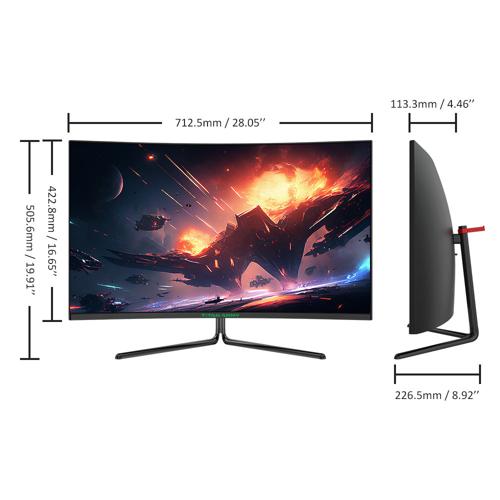 TITAN ARMY C32C1S 1500R Curved Gaming Monitor, 31.5-inch 2560*1440 HVA Fast Panel, 240Hz Refresh Rate, 1ms GTG, Adaptive Sync, HDR400, 99% sRGB, Game Plus Mode, Support PIP & PBP Display, Low Blue Light
