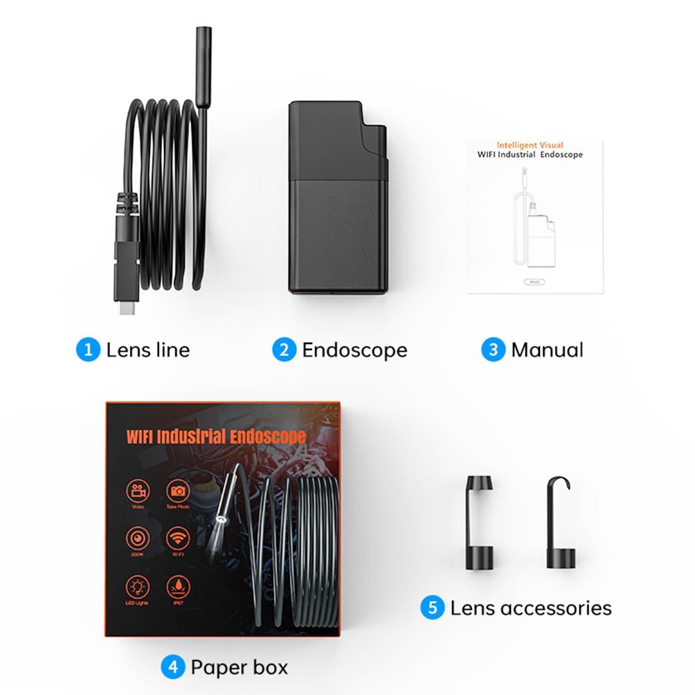 ANESOK W500 WiFi Portable Endoscope, 2K Camera, 1080P Image Resolution, 6 LEDs, 4 Hours Working Time, IP67 Waterproof, 1m Cable