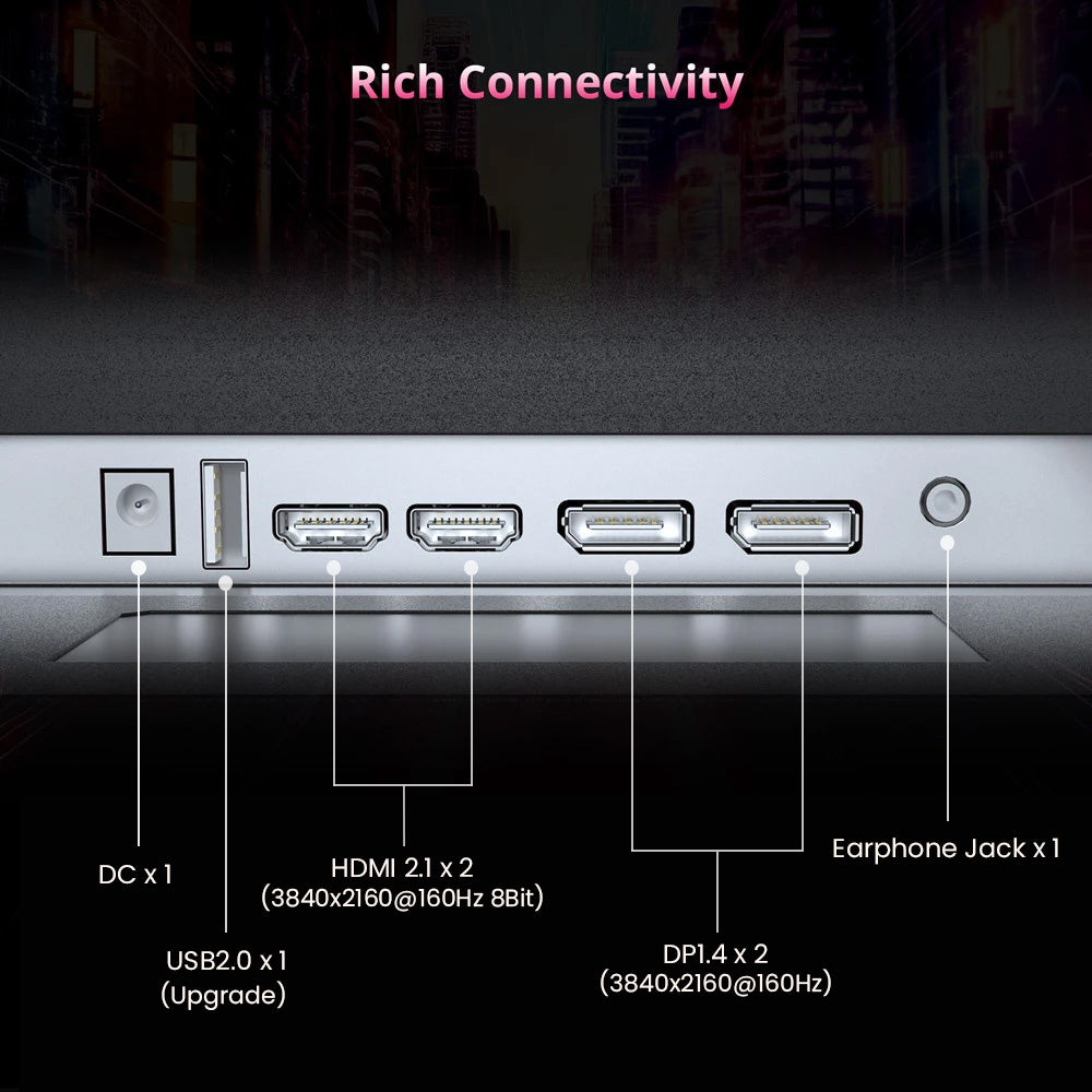 KTC H27P22S 27-inch Gaming Monitor, 3840x2160 UHD AUO 7.0 FAST IPS Panel, HDR400, 160Hz Refresh Rate, 1ms Response Time, 132%sRGB, Compatible with FreeSync and G-SYNC, Low-blue Light, 2*HDMI2.1 2*DP1.4 1*USB2.0, Adjustable Stand & Support VESA Mount