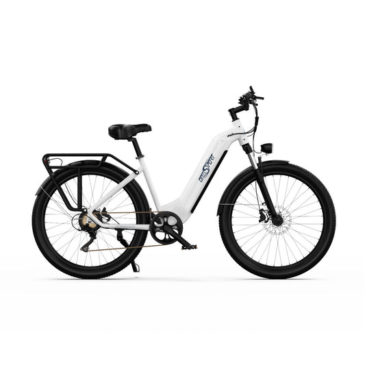 ONESPORT OT05 Electric Bike, 27.5' Aluminum Frame, 250W ANANDA Motor, 36V 18.2Ah Battery, 25km/h Max Speed, 60-120km Range, Oil Disc Brake, Shimano 7 Speed, Torque Sensor, 100kg Max Load - White