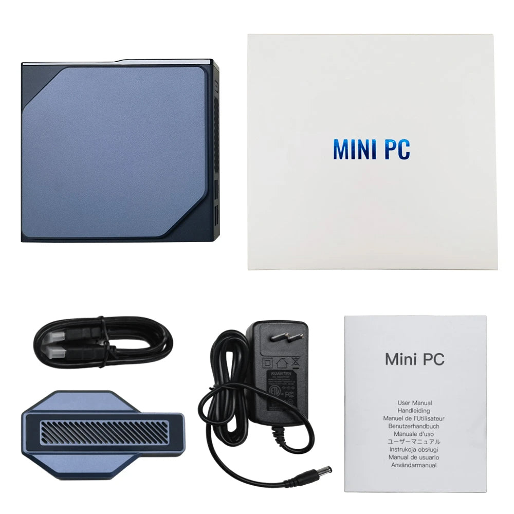 (2024 Upgraded Version) OUVIS S1 Mini PC with LCD Screen RGB Light, Intel Alder Lake N95 4 Cores Up to 3.4GHz, 16GB RAM 512GB SSD, 2*HDMI 2.0 4K HD Dual Display, WiFi 5 Bluetooth 4.2, 2*USB 3.0 2*USB 2.0 2*RJ45 - EU Plug