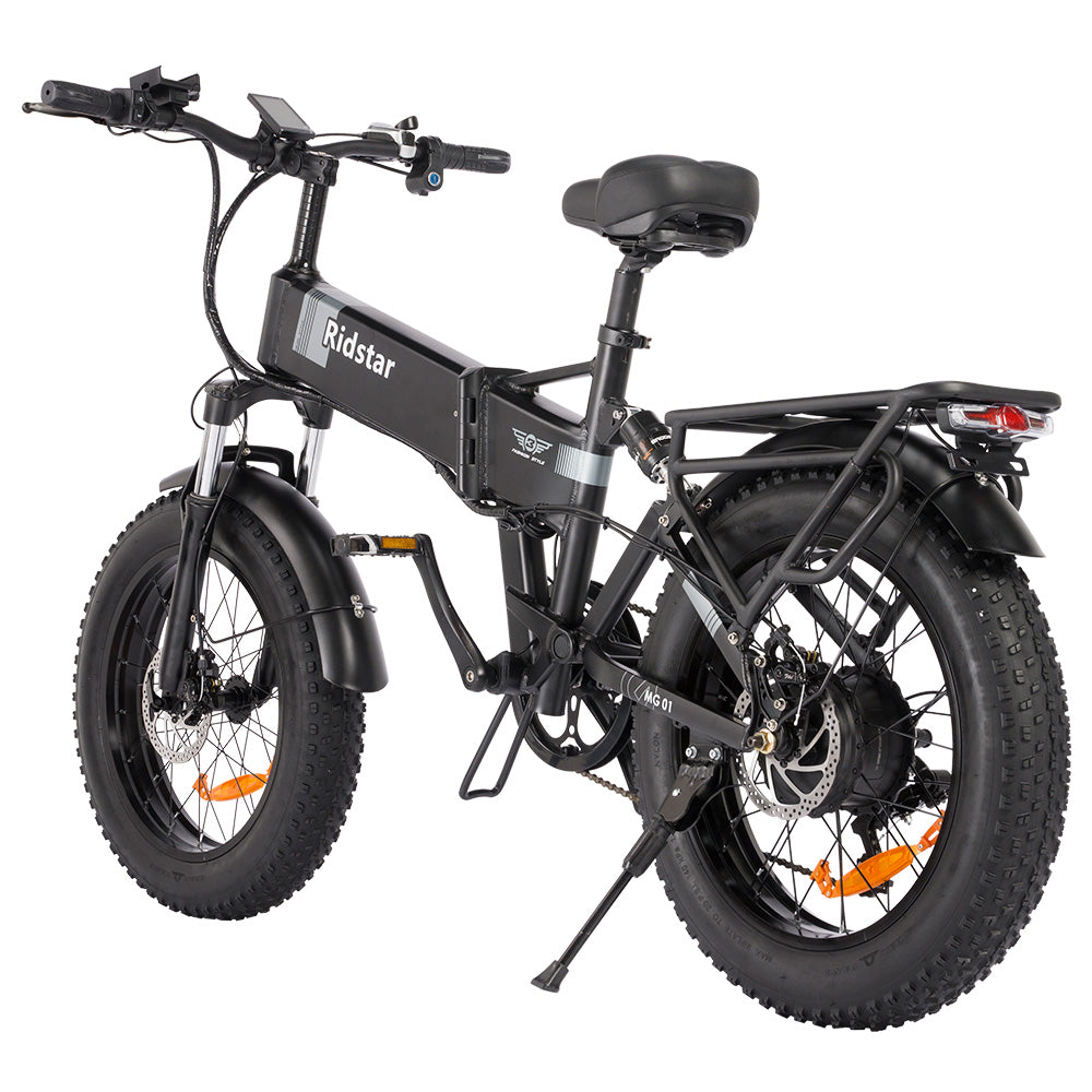 Ridstar H20 Folding Electric Bike, 1000W Motor, 48V 15AH Battery, 20*4.0inch Fat Tires, 45km/h Max Speed, 80km Max Range, Shimano 7-speed, Dual Disc Brakes, Front & Rear Dual Hydraulic Suspension