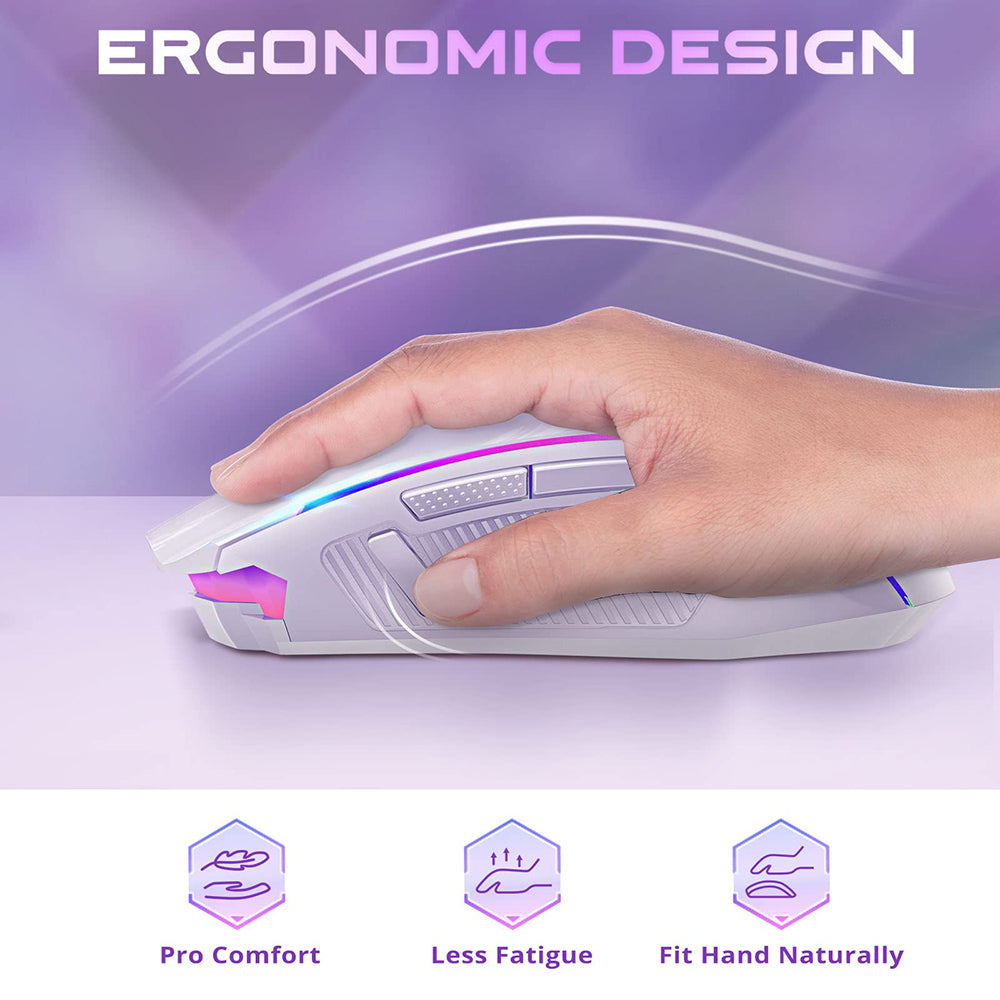 Redragon M910-WS RANGER LITE RGB 2.4G Wireless/Wired Double Modes Gaming Mouse 8000 DPI with Rapid Fire Buttons -White