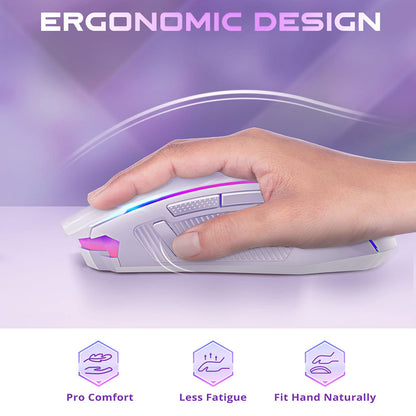 Redragon M910-WS RANGER LITE RGB 2.4G Wireless/Wired Double Modes Gaming Mouse 8000 DPI with Rapid Fire Buttons -White