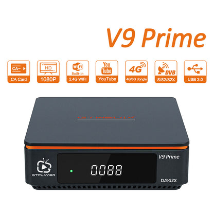 GTMEDIA V9 Prime Satellite Receiver, DVB-S/S2/S2X, HEVC 10Bit, Built-in 2.4G WiFi, Support CA Card, Biss Auto Roll - EU Plug