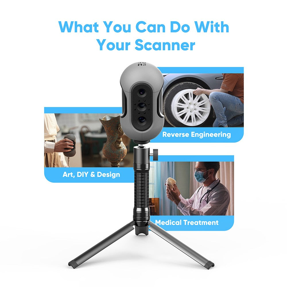 3DMakerpro Mole 3D Scanner Edición Premium, precisión de 0,05 mm, resolución de 0,1 mm, velocidad de fotogramas de 10 fps, seguimiento visual, escaneo facial, antivibración, rango de captura individual de 200x100 mm, con plataforma giratoria.