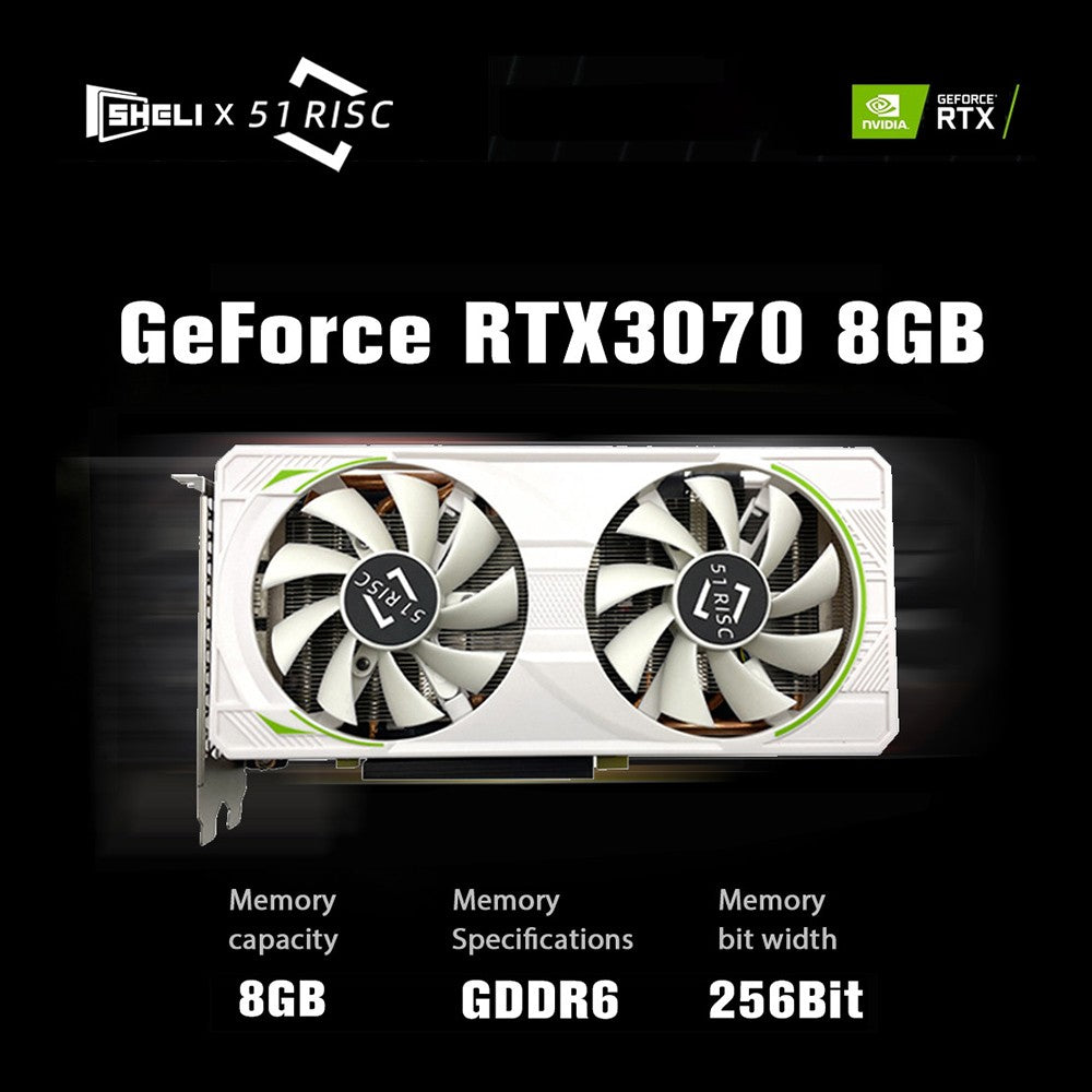 51RISC Graphics Card RTX3070 8GB NVIDIA GPU 12Pin GDDR6 256bit HDMI*1 DP*3 PCI-E 4.0 x16 rtx3070 8GB Gaming Video Card