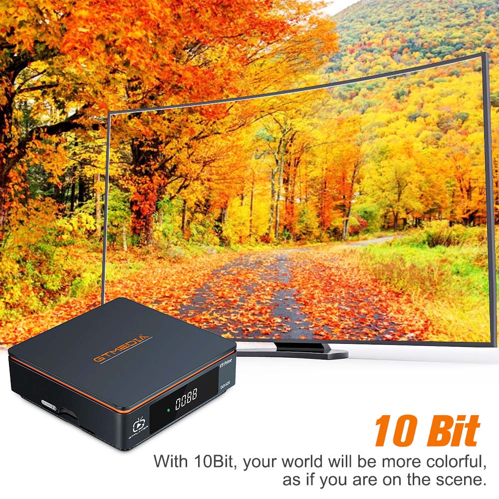 GTMEDIA V9 Prime Satellite Receiver, DVB-S/S2/S2X, HEVC 10Bit, Built-in 2.4G WiFi, Support CA Card, Biss Auto Roll - EU Plug