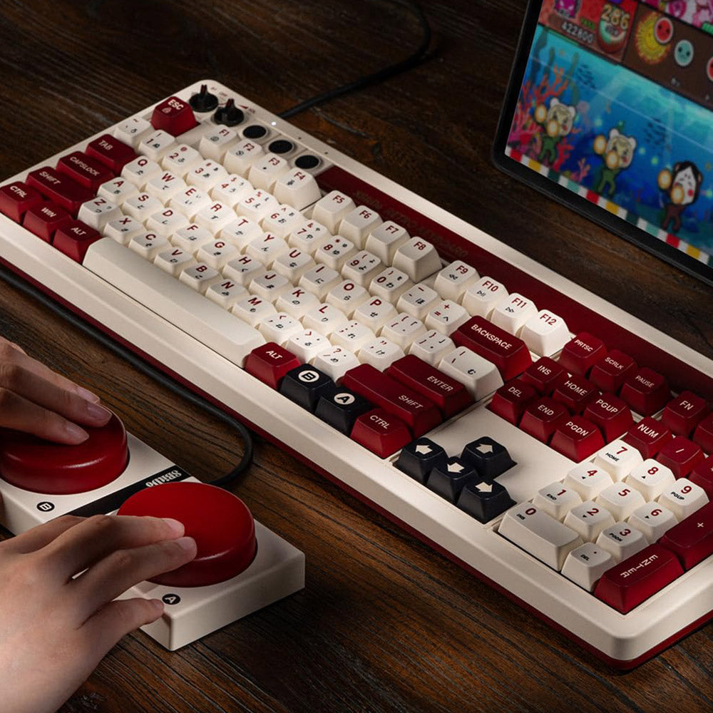 8BitDo Retro 108 Mechanical Keyboard, 108 Keys, Hot-swappable PCB, 3 Modes Connection, Wireless Gaming Keyboard for Windows &amp; Android - Red