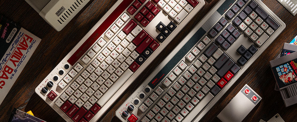 8BitDo Retro 108 Mechanical Keyboard, 108 Keys, Hot-swappable PCB, 3 Modes Connection, Wireless Gaming Keyboard for Windows & Android - Red