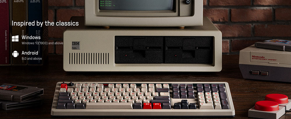 8BitDo Retro 108 Mechanical Keyboard, 108 Keys, Hot-swappable PCB, 3 Modes Connection, Wireless Gaming Keyboard for Windows & Android - Red