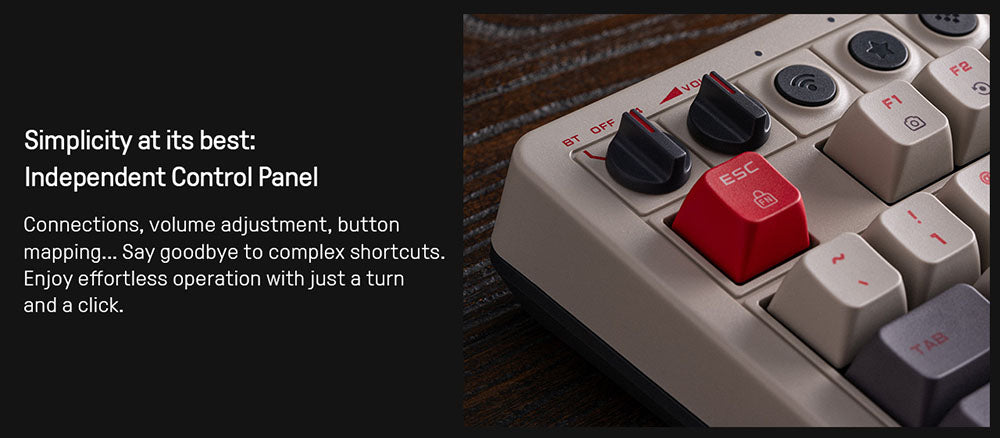 8BitDo Retro 108 Mechanical Keyboard, 108 Keys, Hot-swappable PCB, 3 Modes Connection, Wireless Gaming Keyboard for Windows & Android - Red