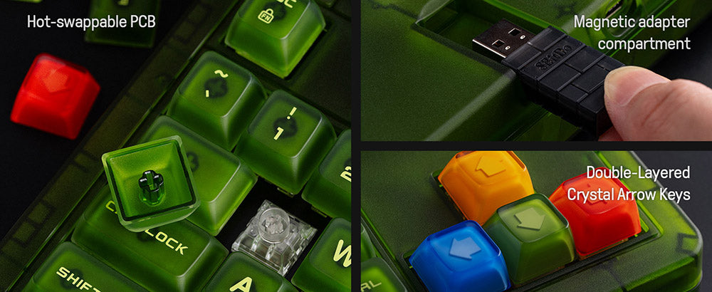 8BitDo Retro 87 Mechanical Keyboard Xbox Edition, 87 Keys, RGB Backlight, Hot Swappable PCB, Bluetooth/2.4G/USB-C Connection, Wireless Gaming Keyboard for Windows & Android