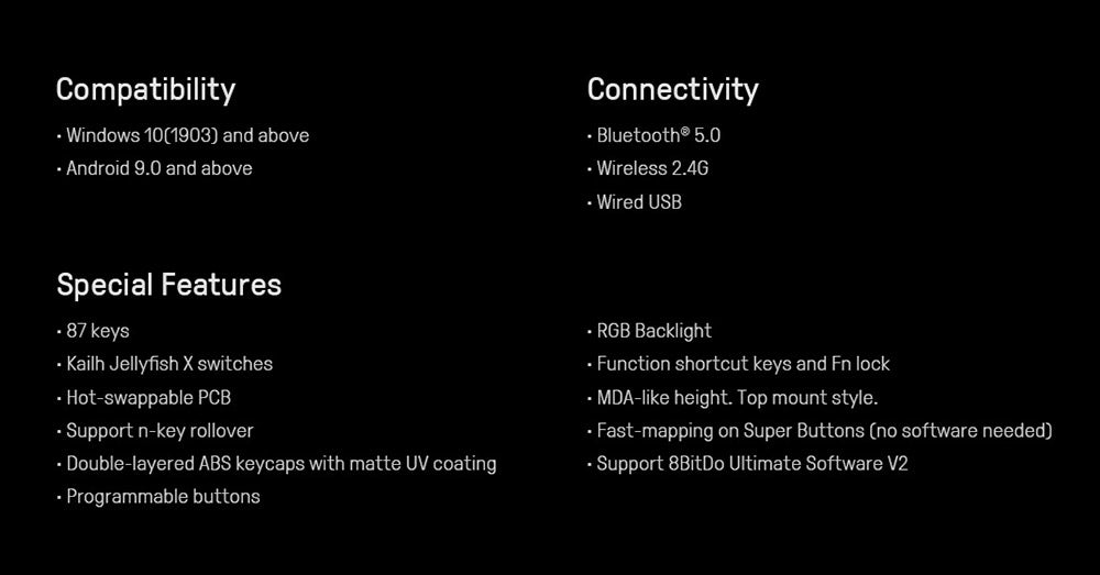 8BitDo Retro 87 Mechanical Keyboard Xbox Edition, 87 Keys, RGB Backlight, Hot Swappable PCB, Bluetooth/2.4G/USB-C Connection, Wireless Gaming Keyboard for Windows & Android