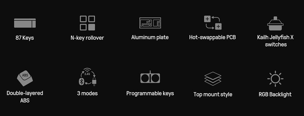 8BitDo Retro 87 Mechanical Keyboard Xbox Edition, 87 Keys, RGB Backlight, Hot Swappable PCB, Bluetooth/2.4G/USB-C Connection, Wireless Gaming Keyboard for Windows & Android