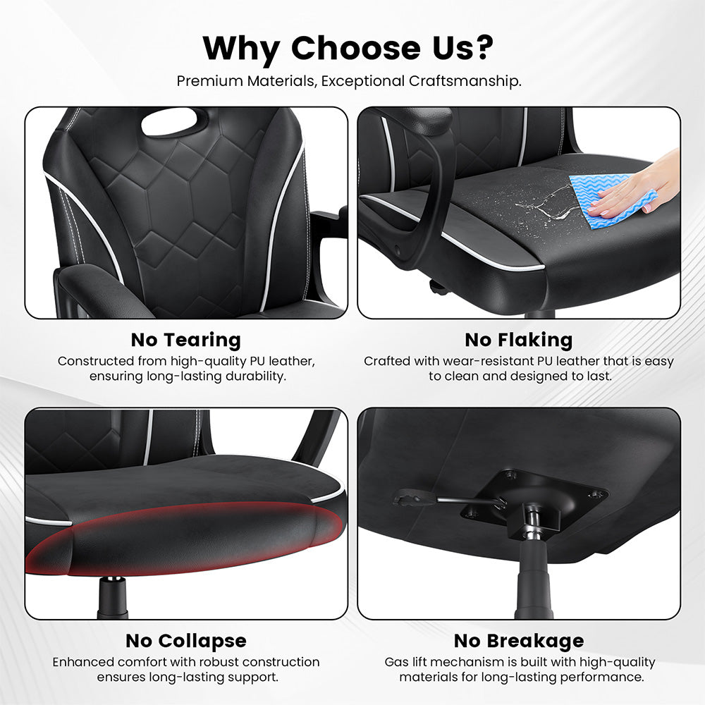 ACGAM  CG-4746 Gaming Office Chair Small Version, Ergonomic Foam Backrest, 360° Swivel &amp; Adjustable Height, 360° Swivel and Height Adjustment