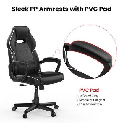 ACGAM CG-4850 Gaming Office Chair Regular Version, Ergonomic Design, Flexible Tilting Tension and Height, Superior PVC Leather, Sleek Padded Armrests, 360° Smooth Swivel