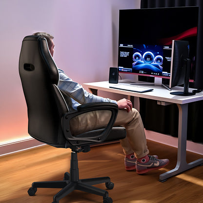 ACGAM CG-4850 Gaming Office Chair Regular Version, Ergonomic Design, Flexible Tilting Tension and Height, Superior PVC Leather, Sleek Padded Armrests, 360° Smooth Swivel