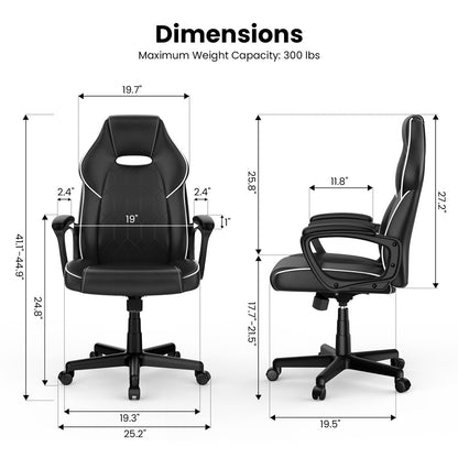 ACGAM CG-4850 Gaming Office Chair Regular Version, Ergonomic Design, Flexible Tilting Tension and Height, Superior PVC Leather, Sleek Padded Armrests, 360° Smooth Swivel
