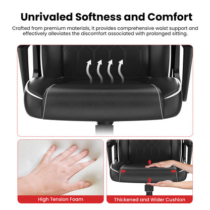 ACGAM CG-5354 Gaming Office Chair XL Version, Ergonomic Design, Flexible Tilting Tension and Height, Superior PVC Leather, Sleek Padded Armrests, 360° Smooth Swivel