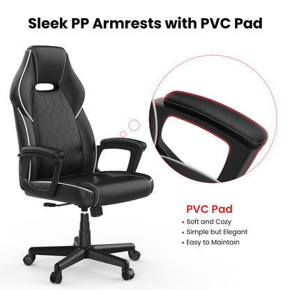ACGAM CG-5354 Gaming Office Chair XL Version, Ergonomic Design, Flexible Tilting Tension and Height, Superior PVC Leather, Sleek Padded Armrests, 360° Smooth Swivel