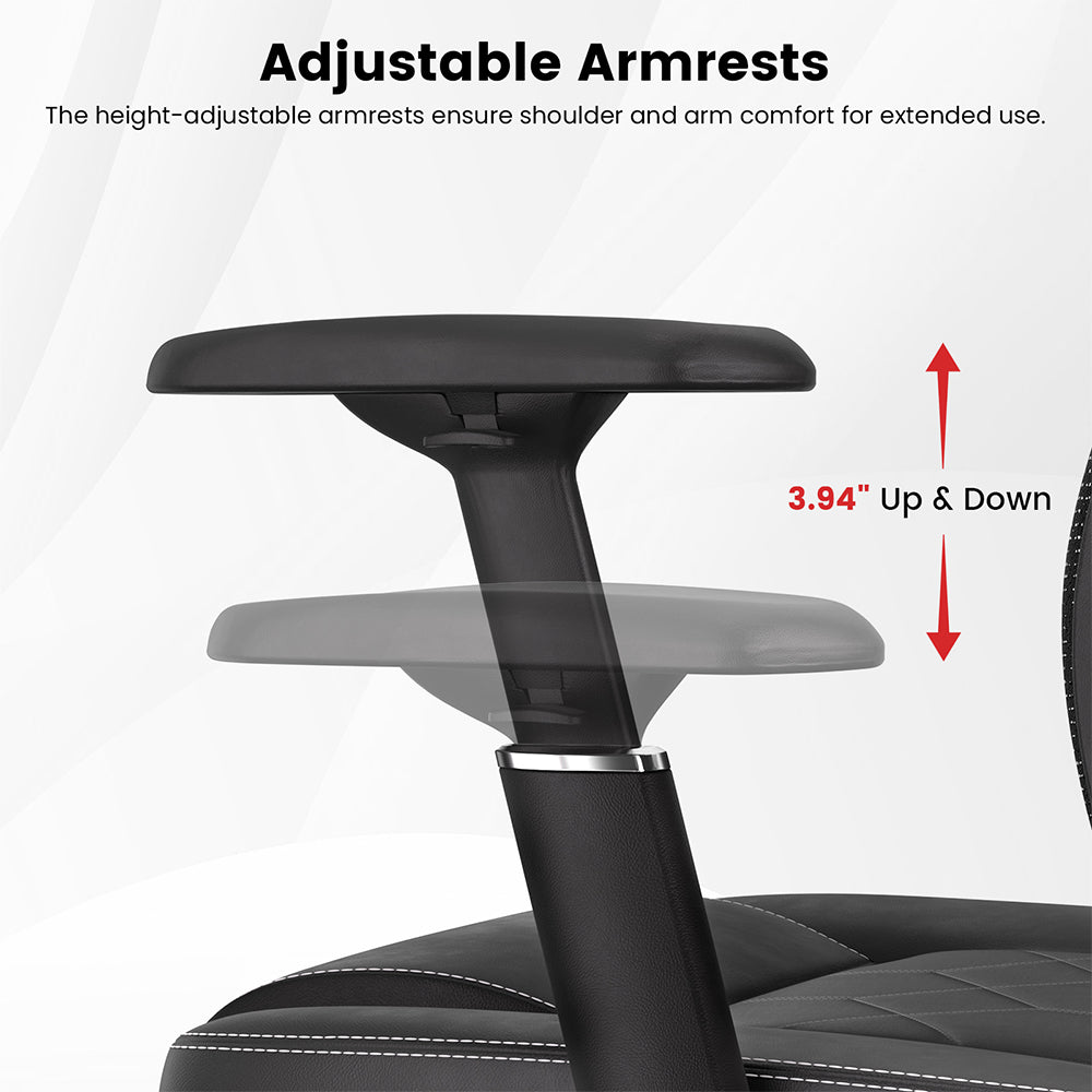 ACGAM CG-5455M Ergonomic Gaming Office Chair, PVC Seat Cushion, Adjustable Armrest &amp; Headrest, 4D Lumbar Support, Synchro Reclining Backrest