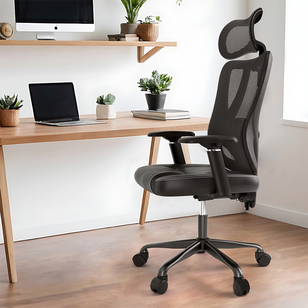 ACGAM CG-5455M Ergonomic Gaming Office Chair, PVC Seat Cushion, Adjustable Armrest &amp; Headrest, 4D Lumbar Support, Synchro Reclining Backrest