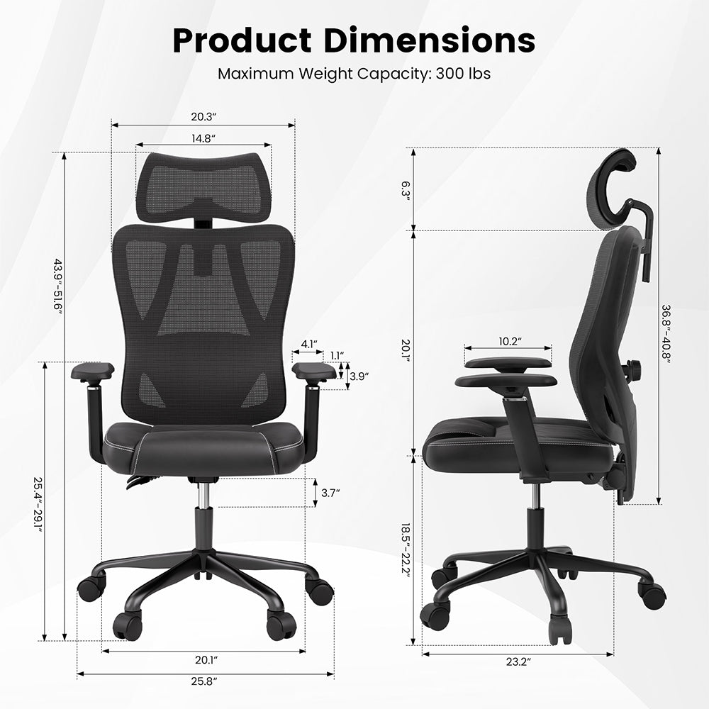 ACGAM CG-5455M Ergonomic Gaming Office Chair, PVC Seat Cushion, Adjustable Armrest &amp; Headrest, 4D Lumbar Support, Synchro Reclining Backrest