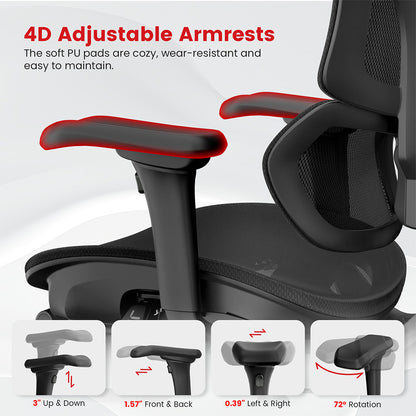 ACGAM CG-5658M Ergonomic Gaming Office Chair with 4D Adjustable Armrest, Lumbar Support, Adjustable Headrest