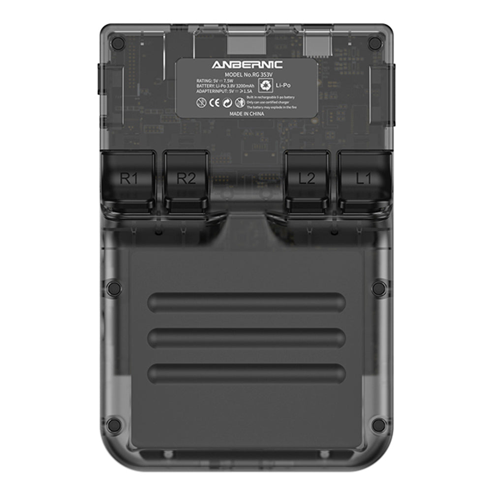 ANBERNIC RG353V Game Console, 256GB TF Card, 32GB Android 16GB Linux, 2GB LPDDR4, HDMI Output, Moonlight Streaming - Transparent Black