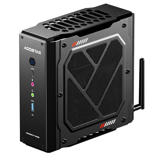 AOOSTAR GODX Gaming Mini PC with Discrete GPU, AMD Ryzen 9 6900HX CPU 8 Core 4.9GHz, AMD Radeon RX 6600LE GPU 8GB 128bit, 32GB RAM 1TB SSD, WiFi6, 2*2.5G LAN, 5*USB3.2, 1*USB4, 1*Type-C, 1*DP, 1*HDMI, 2*Headphone Jack, 2*Microphone Port - EU Plug